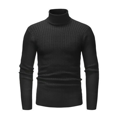 Comaba Mens Oversized Mock Neck Long-Sleeve Knitted Pullover Solid Sweater 